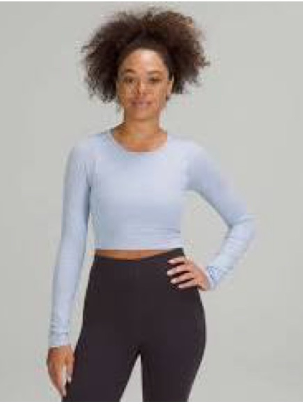 Lululemon ebb Light Blue Long-Sleeve Crop Top - Women's Stretch Shirt